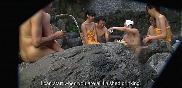  Adorable Japanese girls please dicks in the hot springs orgy